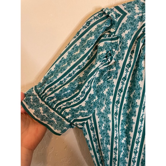 Chelsea & Violet Blue/White Floral Peasant Top Ruffle Midi/Maxi Dress Sz Medium - Picture 4 of 5